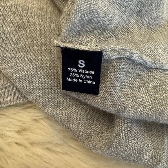 Blue Saks Fifth Avenue Drape Front Sheer Shawl Sweater Small - Picture 6 of 8